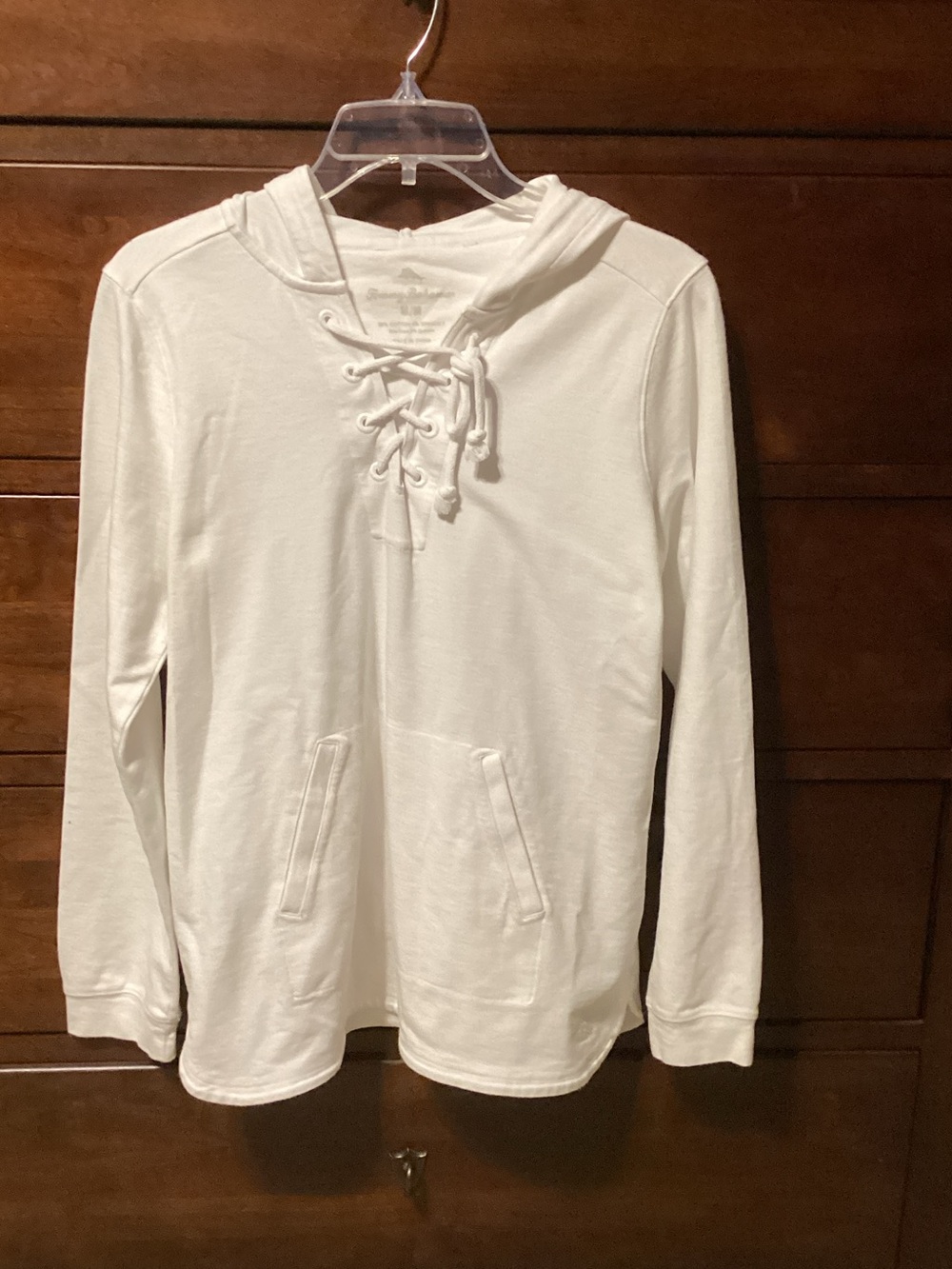 Tommy Bahama White Lace-Up Hooded Pullover